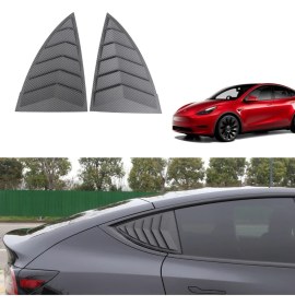 Resim Ramm Tesla Model Y Yan Kelebek Camı Kapağı - Karbon Kaplama - Mat Siyah - 2 Adet Set 