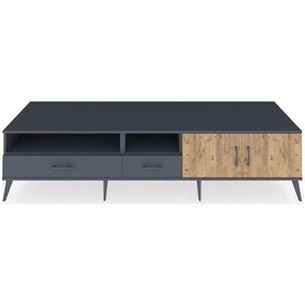 Resim Kronos Tv Ünitesi 3 Raflı 2 Çekmeceli 2 Kapaklı 220x59x51 Antrasit-çam/antrasit Atlas Çam/antrasıt - Antrasıt 