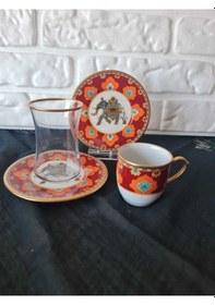Resim Konyax 18 Parçalık Kahve Çay Seti Elefante Çok Renkli 