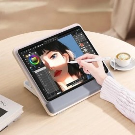 Resim Taşınabilir Dizüstü Bilgisayar Standı Bilek Koruma Pedli Aayarlanabilir Yükseklik Kaymaz Padli Dizüstü Bilgisayar Standı/tablet/kitap ve Çizim Tabletleri ile Uyumludur 