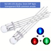 Resim 50/100 Adet 5mm RGB LED Diyot Paketi, Ortak Anot 4-Pin, Devre Tasarımı ve DIY Projeleri için Şeffaf, Düşük Voltaj ≤36V Sabit Kablolu Oda Elektriği, Araba Serisi ve Diğer Uygulamalarla Uyumlu 