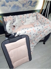 Resim özgürce 70x110 Bebek Uyku Seti, Yıldız ve Kalp Desenli, Cibiniksiz, Park Beşik Hariç 