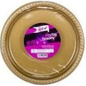 Resim Roll-up & Rainbow Plastık Gold Renklı Partı Tabak 25 Lı Yuvarlak 