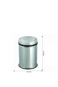 Resim KG-GOLDPAPER 32 Litre Paslanmaz Krom Pratik Döner Kapaklı Çöp Banyo Ve Mutfak Kovası 