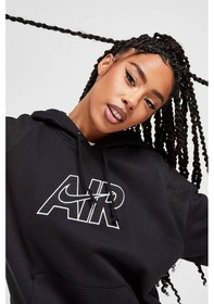 Resim Nike Air Oversize Hoodie Kapüşonlu Kadın Oversize Bol Kesim Sweatshirt Siyah Siyah 