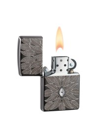 Resim Zippo Carved Leaves Dizayn Armor Kasa Çakmak Füme 