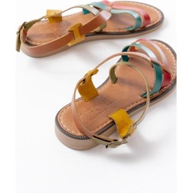 Resim 205-05 Multi Ortopedik Hakiki Deri Kadın Sandalet Çok Renkli 