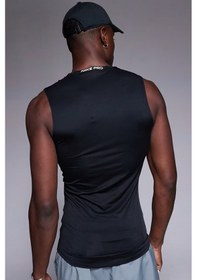 Resim Nike Pro Dri Fit Tight Sleeveless Fitness Training Erkek Dar Kalıp Antrenman Kolsuz Tişört Siyah siyah 