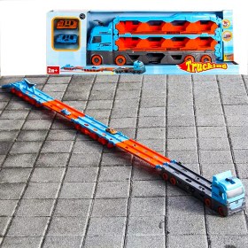 Resim Erzi Oyuncak Taşıyıcı Tır Dev Boy 200 cm Uzunluk 2 Adet Araba 