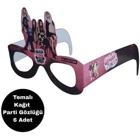 Resim Black Pink Temalı Kağıt Gözlük 6 Adet Parti Gözlüğü Tüm Yaşlar 