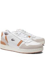 Resim Lacoste T-Clip Leather Mens Sneaker Hakiki Deri Günlük Spor Ayakkabı Beyaz 