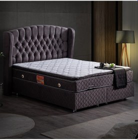 Resim Setaymobilya Baza, Sultan Antrasit Baza + Başlık + Real Pedli Ortopedik Yatak 