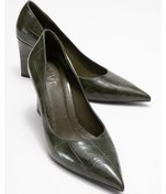 Resim Puera Yeşil Baskı Sivri Burunlu Kadın Dolgu Topuklu Ayakkabı Yeşil 