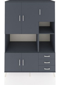 Resim Kronos Dolap 9 Raflı 3 Çekmeceli 5 Kapaklı 132x59x195 Antrasit-antrasit/antrasit Antrasıt/antrasıt 