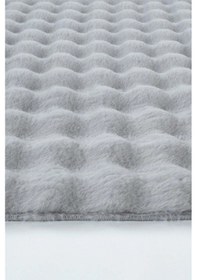 Resim Raschel Carpet Açık Gri Yumuşak Bubble Kaymaz Özel Taban Peluş Halı Yolluk 