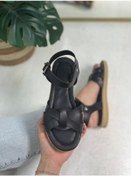 Resim Günlük Kadın Sandalet Ayarlanabilir Bilek Tokalı Yumuşak Rahat Alçak Tabanlı Esnek Ayakkabı 407 Siyah 