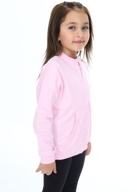 Resim Toontoy Kız Çocuk Dik Yaka Fermuarlı Düşük Omuz Cepli Nakış Baskılı Örme Hırka - 2 İplik Şardonlu 