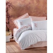Resim 3D Nakışlı Cotton Box Saten Çift Kişilik Nevresim Takımı Tiny Pudra 