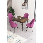 Resim Canisa Concept Nil Serisi 70 x 110 cm Sabit Barok Ahşap Desen Mutfak Masa Takımı+4 Adet Sandalye 