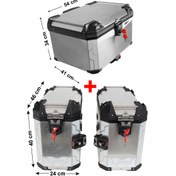 Resim GP KOMPOZİT Universal 75+40+40 lt Alüminyum Motosiklet Çanta Seti Gri 