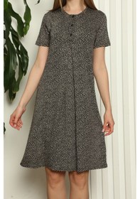 Resim Nicoletta Hamile Tunik Gecelik Kısa Kollu Likralı Viskon SİYAH 