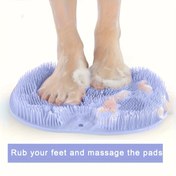 Resim Duvara monte edilen tembel banyo fırçası, kaymaz duş ayak masaj aleti - kan dolaşımını artıran peeling pedi, rahatlatıcı masaj matı, alkol ve kokusuz, manuel kullanım, pil gerektirmez - banyo aksesuarı. 3 renk seçeneği mevcut 