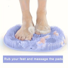 Resim Duvara monte edilen tembel banyo fırçası, kaymaz duş ayak masaj aleti - kan dolaşımını artıran peeling pedi, rahatlatıcı masaj matı, alkol ve kokusuz, manuel kullanım, pil gerektirmez - banyo aksesuarı. 3 renk seçeneği mevcut 