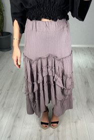 Resim lady special Gofre Fırfırlı Uzun Etek 