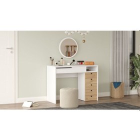 Resim Bohem Makyaj Masası 100cm Aynalı Çekmeceli Şifonyer Sepet-beyaz Boh29-sw Beyaz - Kahverengi 