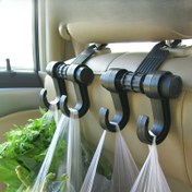 Resim 1 adet evrensel çok fonksiyonlu araba koltuk askısı, çift plastik süspansiyon alıcısı, araç başlığı için uygun, depolama çantası tutucusu, alışveriş çantası askısı, araba iç aksesuarları 