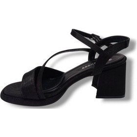 Resim Erbay 402-25 Saten Kalın Topuk Anatomik Kadın Sandalet Siyah 