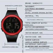 Resim Primepickings Sanda Erkekler İçin Siyah Kırmızı Digital Spor Saati 50m Suya Dayanıklı Kronometre Diğer 