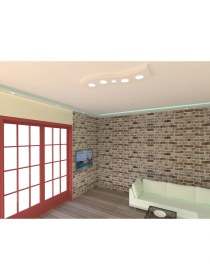 Resim Motifpiyer Hazır Spotlu Tavan Paneli Aura Serisi-Rectangle-Modern LED Uyumlu Tavan Göbeği/Amorf 