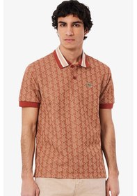 Resim Lacoste Classic Fit Monogram Polo T-shirt Erkek Polo Yaka Tişört Kiremit Kiremit 