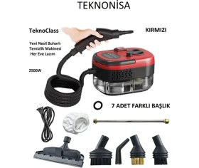 Resim Teknonisa Taşınabilir Yüksek Basınçlı Buharlı Temizleyici - 1500W Güç 105°C Isı •1200 ml Su Tankı 