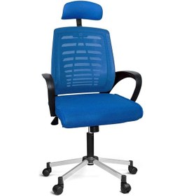 Resim Türksit Karizma File Müdür Koltuk Metalik Gri Boyalı Ayak Mavi 