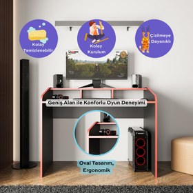 Resim Bimossa S8280 Zuko Oyuncu Masası Siyah Kırmızı 117 cm & Gamer Bilgisayar Masası 