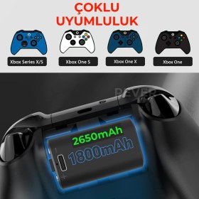 Resim Rever Xbox Kol Gamepad Şarj Edilebilir Piller 2650mAh Xbox One / S / X Serisi Kol Uyumlu Şarj İstasyonu 