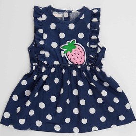 Resim Denokids Puanlı Çilek Kız Bebek Poplin Elbise 