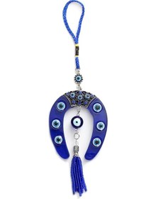 Resim Liangmei Şanslı Göz At Nalı Şekli Duvar Asılı Mavi Halat Nazar 