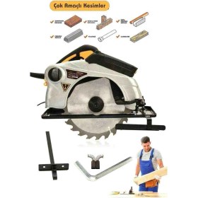 Resim İyisi Yok 185 mm Lazerli Sunta Kesme Elektrikli Daire Testere Sarı 1400-3000W 