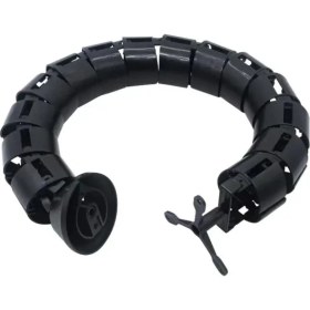 Resim Techmaster Yuvarlak Kablo Düzenleyici Masa Altı Omurga Kablo Kanalı Siyah 