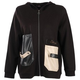 Resim Vedi-bb Oversize Kapüşonlu Fermuarlı Cep Detaylı Kadın Ceket - Minimalist Streetwear Siyah 