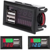 Resim Kompakt LED Dijital Voltmetre & Pil Test Cihazı - USB ile Çalışan, Arabalar & Motosikletler için 12V DC Uyumlu, Kırmızı/Mavi Ekran 