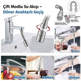 Resim Sunup Sn-29317 Çift Ayarlı Musluk Başlığı 2 Fonksiyonlu Mutfak Lavoba Başlığı 