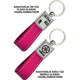 Resim Promosyon Denizi Ön Yüz Yamaha Logolu Arka Yüz Plakanıza Özel Pembe Anahtarlık 