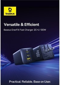 Resim Baseus Enerfill Süper Hızlı Fe11 2c+u 100w Şarj Cihazı-siyah 