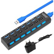 Resim Vigor 7 Port Usb 3.0 Çoklayıcı Hub Anahtarlı Işıklı Adaptörlü Ic Chipli 