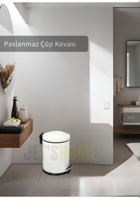 Resim Jet's Home Pedallı Banyo Çöp Kovası Paslanmaz 5 Lt Mutfak Çöp Kutusu Beyaz Beyaz 