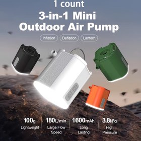 Resim Miniature taşınabilir ultra-mini hava pompası ile LED kamp lambası, çift kullanımlı açık ve ev kullanımı için uygun, 1600mAh batarya ile USB şarj tipi, yüzme havuzu yüzen hava minderi yüzme halkası vakum depolama çantası 